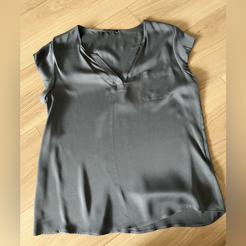 Repeat gray silk top